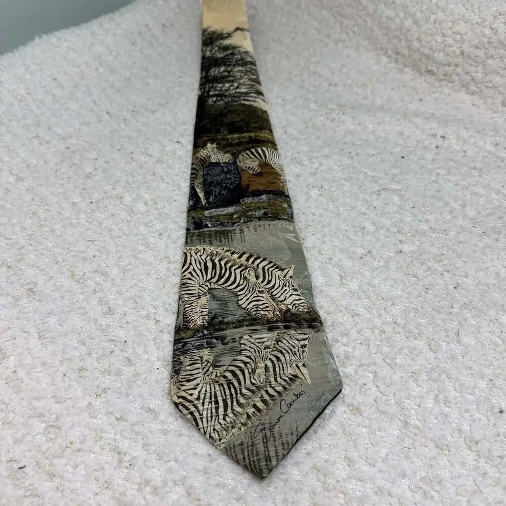 Endangered Species Simon Combes Zebras Silk Necktie